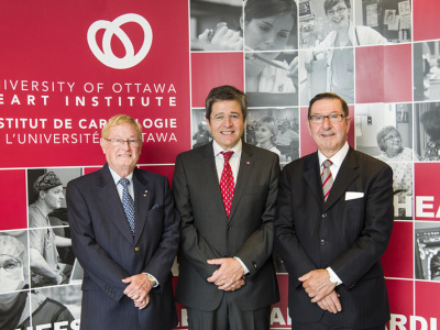 The Three Leaders of the Ottawa Heart Institute: (from left) Wilbert Keon, MD, 1976 to 2004; Thierry Mesana, MD, PhD, 2014 to present; and Robert Roberts, MD, 2004 to 2014.