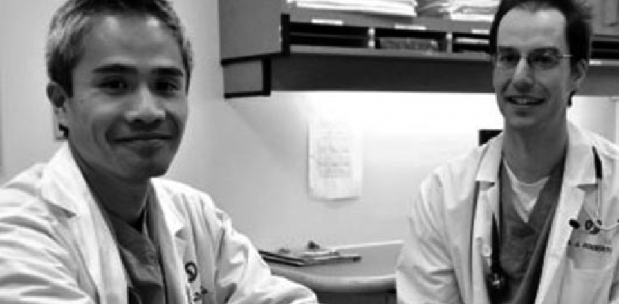 Heart Institute cardiologist Dr. Derek So (left) and former resident Dr. Jason Roberts